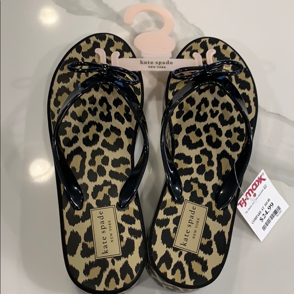 Kate Spade cheetah wedge flip flops - Size 7